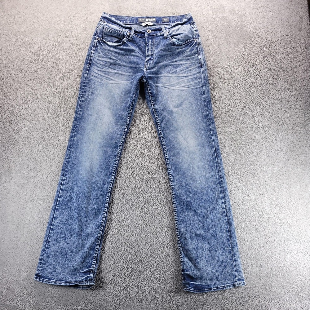 BKE Jake Jeans Mens 33x34 Blue Relaxed Bootcut Medium Wash Stretch Denim